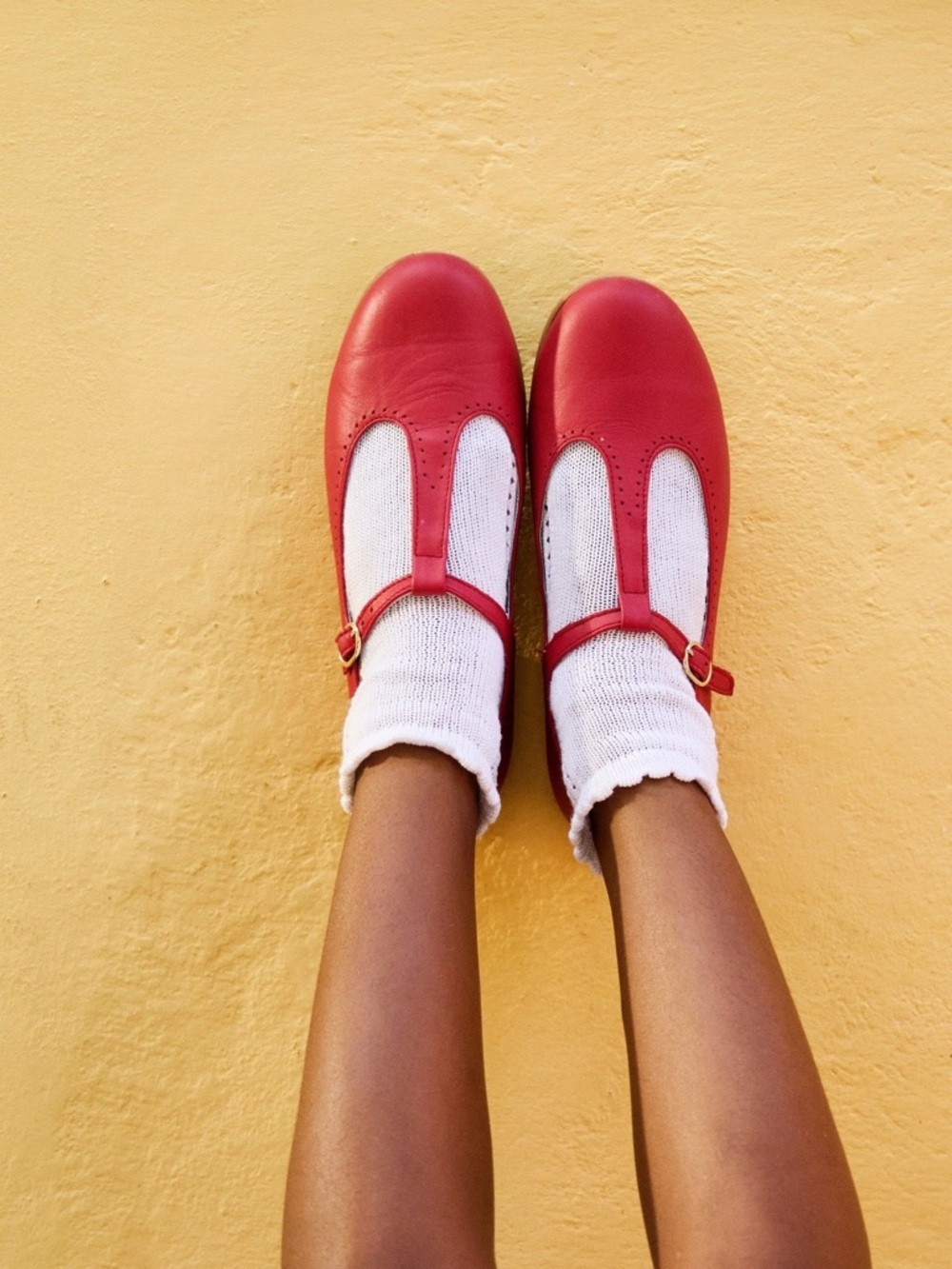 La Coqueta Red Leather T-Bar Mary Jane Shoes EU 27 US 10 - Picture 5 of 15